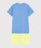 Pijama corto azul y amarillo de canalé unisex azul EDNA/crudo MULTICO