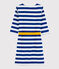 Vestido de rayas de manga larga de mujer azul SURF/blanco MARSHMALLOW