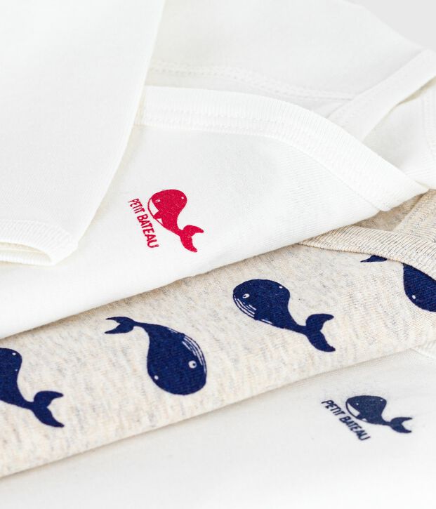 Juego de bodies cruzados y estampados de manga larga de algod&oacute;n para beb&eacute; multicolor