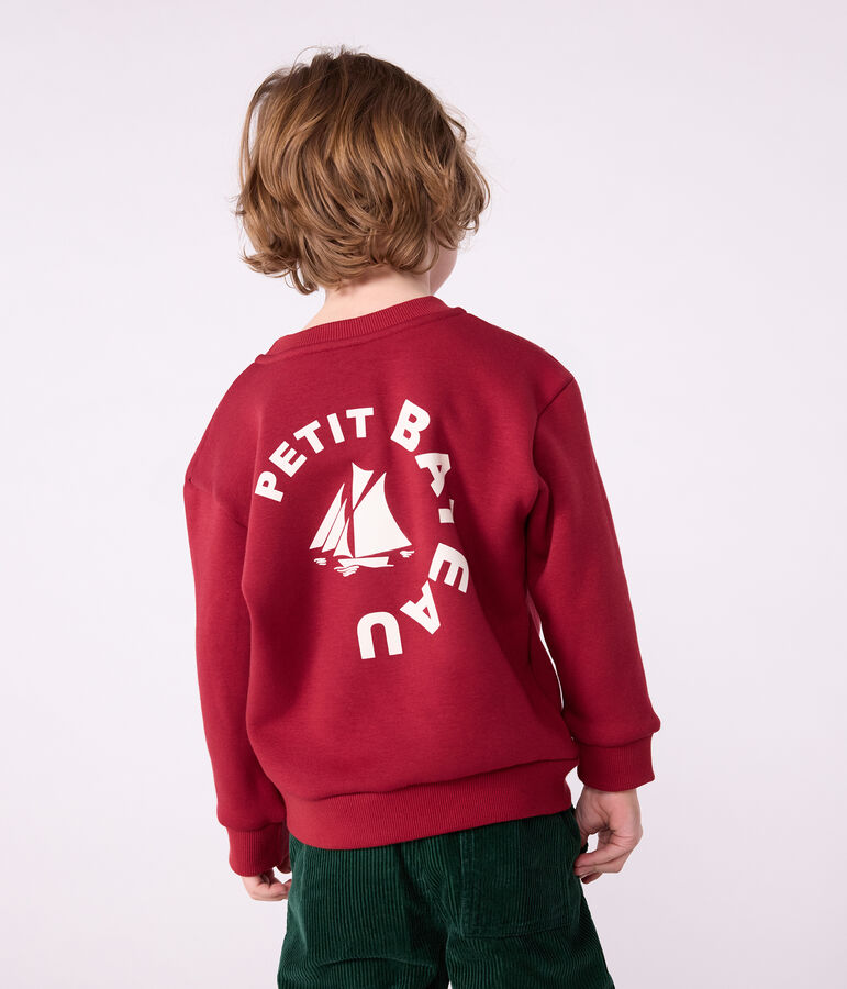 Sudadera infantil lisa de algod&oacute;n rojo