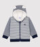 Chaqueta de béisbol de sherpa de bebé. blanco MARSHMALLOW/azul SMOKING