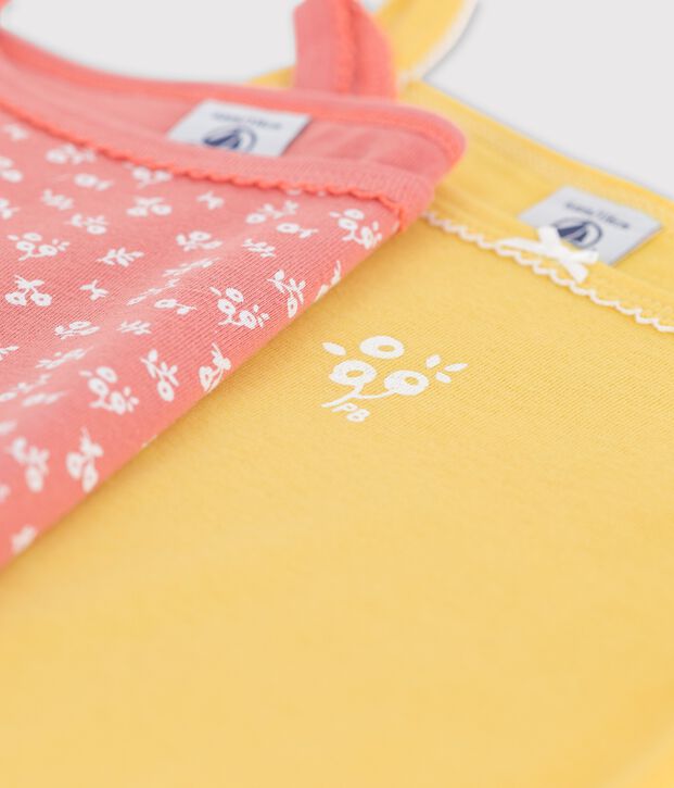Juego de 2 camisas de tirantes de flores de algod&oacute;n de ni&ntilde;a multicolor