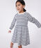 Vestido infantil de algodón de manga larga a rayas blanco MARSHMALLOW/azul SMOKING