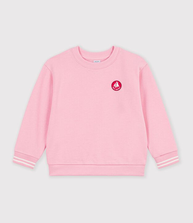 Sudadera infantil lisa de algod&oacute;n rosa