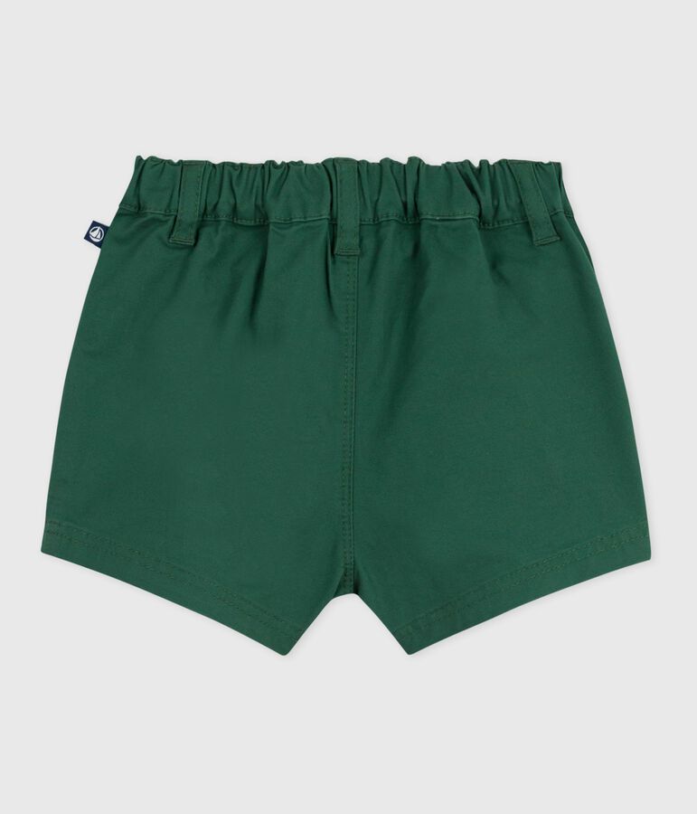 Shorts lisos de sarga de algod&oacute;n para beb&eacute; verde