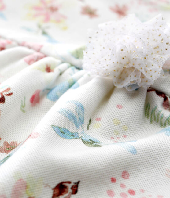 Vestido manga corta estampado para bebé niña blanco MARSHMALLOW/blanco MULTICO