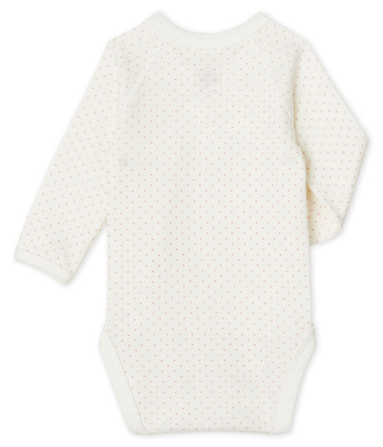 Body de nacimiento manga larga para bebé blanco MARSHMALLOW/rosa CHARME