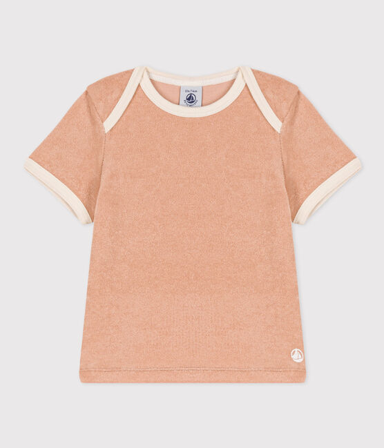 Camiseta de manga corta de rizo para bebé beige VINTAGE
