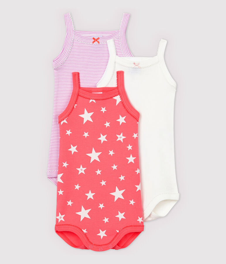 Lote de 3 bodys de tirantes de beb&eacute; ni&ntilde;a multicolor