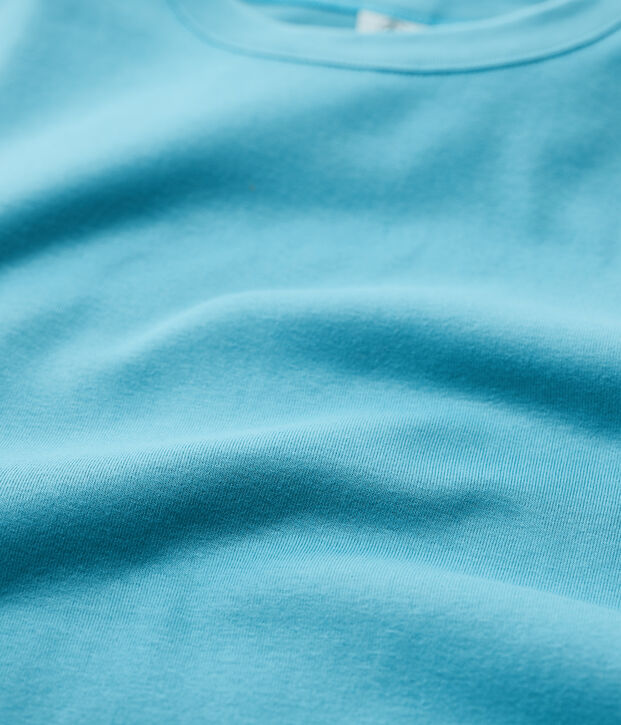 Camiseta de cuello redondo emblem&aacute;tica de algod&oacute;n de mujer azul
