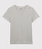 Camiseta RECTA con cuello redondo de algodón orgánico de mujer gris BELUGA CHINE