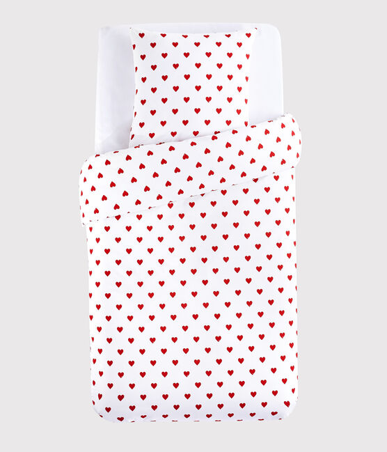 Juego de cama de corazón rojo de popelina blanco MARSHMALLOW/rojo TERKUIT