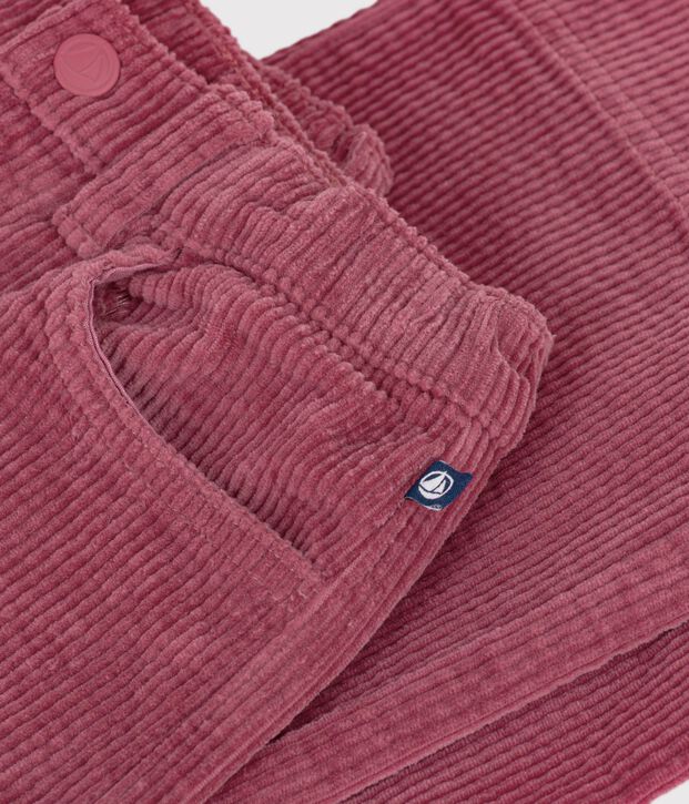 Pantal&oacute;n infantil wide leg de terciopelo rosa