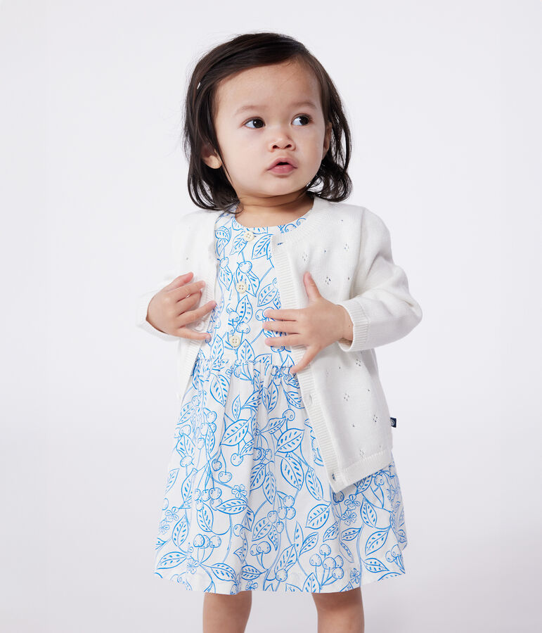 C&aacute;rdigan de algod&oacute;n de punto de fantas&iacute;a para beb&eacute; blanco