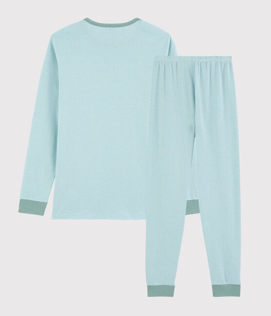 Pijama de rayas azules de punto unisex azul TIKI/blanco MARSHMALLOW