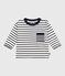 Camiseta de manga larga de algodón a rayas para bebé blanco MARSHMALLOW/azul SMOKING