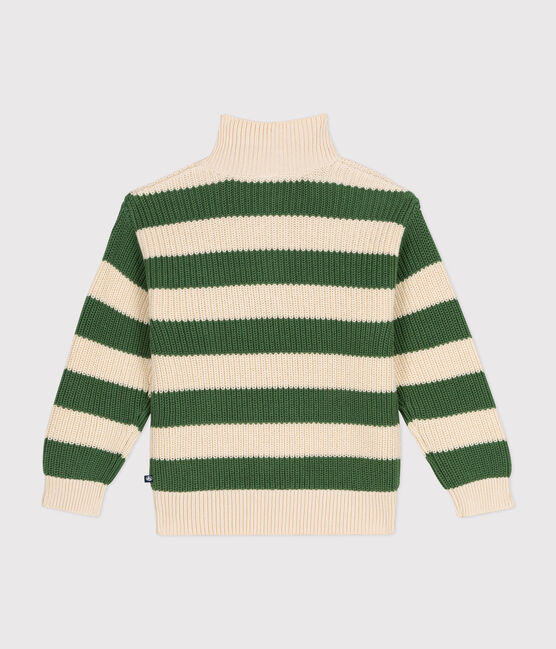 Jersey de algodón con cremallera en el cuello para niño verde PALMERAIE/ AVALANCHE