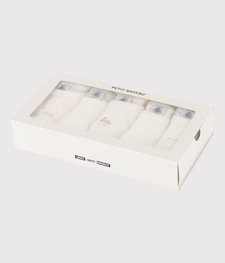 Juego de 5 bodis de manga corta de algod&oacute;n con conejos multicolor