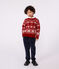Jersey infantil de lana y algodón con estampados rojo AMARANTE/ AVALANCHE