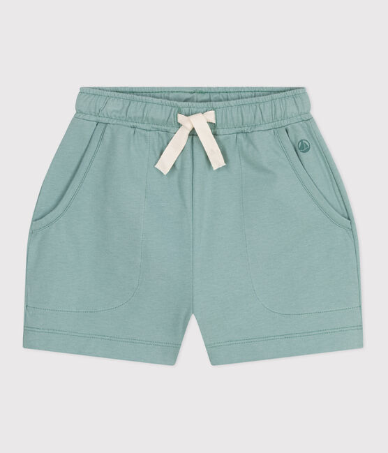 Shorts infantiles de algodón liso verde PAUL