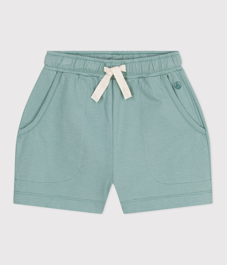 Shorts infantiles de algod&oacute;n liso verde PAUL