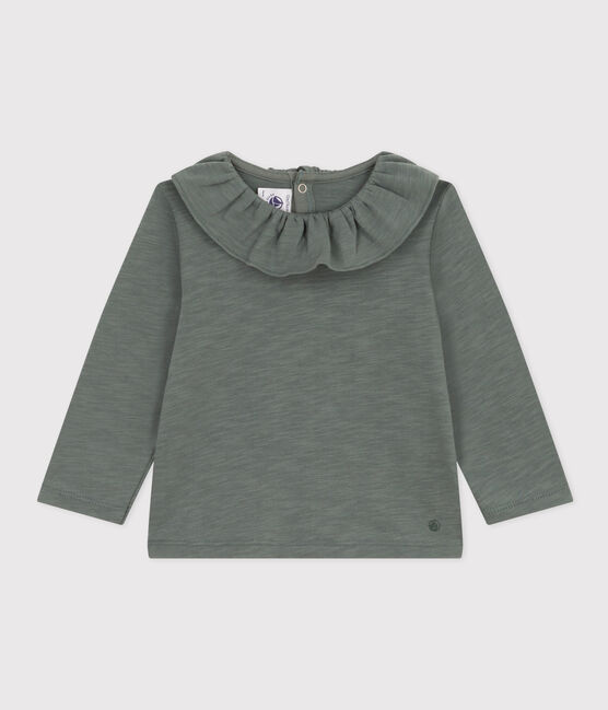 Blusa de punto flameado de manga larga para bebé verde THUYA