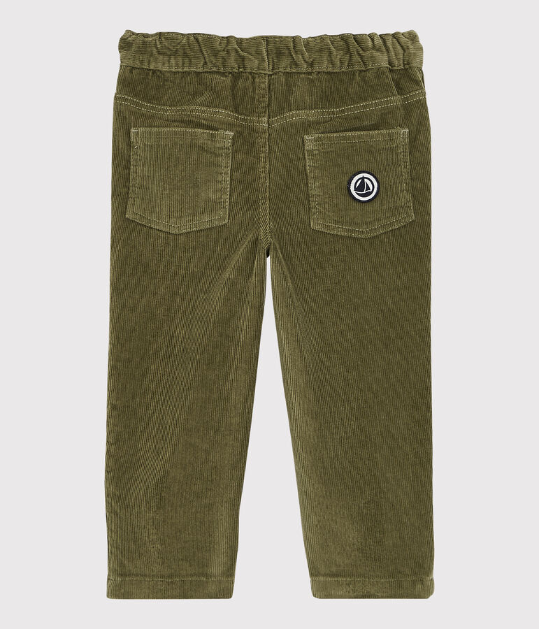 Pantal&oacute;n de terciopelo de beb&eacute;. verde