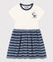 Vestido de manga corta de algodón para niña azul MEDIEVAL/blanco MARSHMALLOW