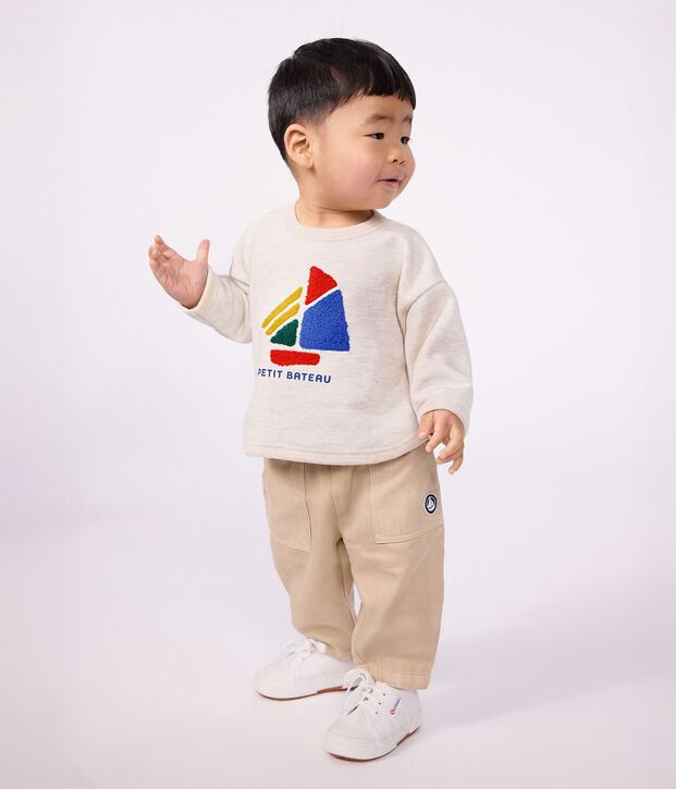 Sudadera lisa de algod&oacute;n con estampado de barco para beb&eacute; MONTELIMAR CHINE