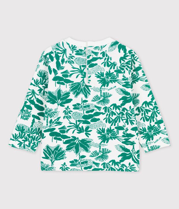 Sudadera con estampado vegetal de mulet&oacute;n de beb&eacute; blanco/verde