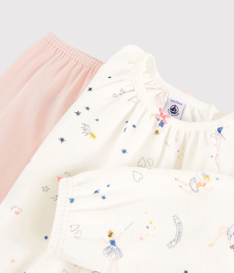 Camis&oacute;n con estampado m&aacute;gico de terciopelo con leggings para ni&ntilde;a peque&ntilde;a blanco/multicolor