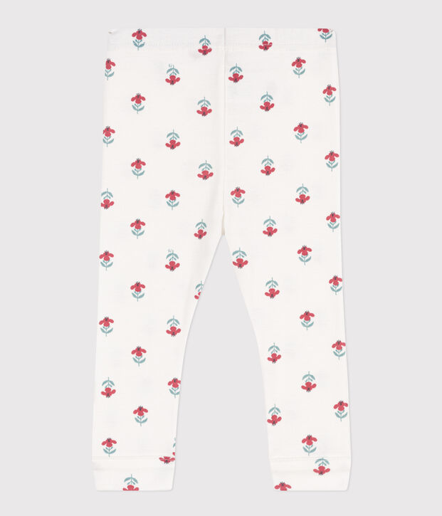 Leggings de algod&oacute;n con estampado de flores para beb&eacute; blanco/multicolor