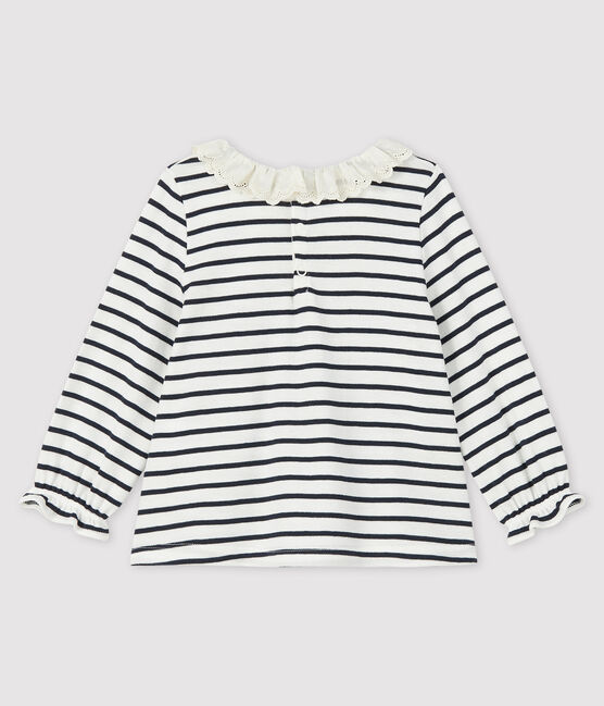 Blusa de manga larga para bebé niña blanco MARSHMALLOW/azul SMOKING