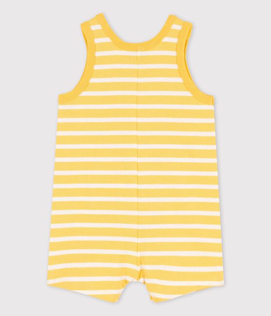 Mono corto de jersey grueso de bebé amarillo ORGE/blanco MARSHMALLOW