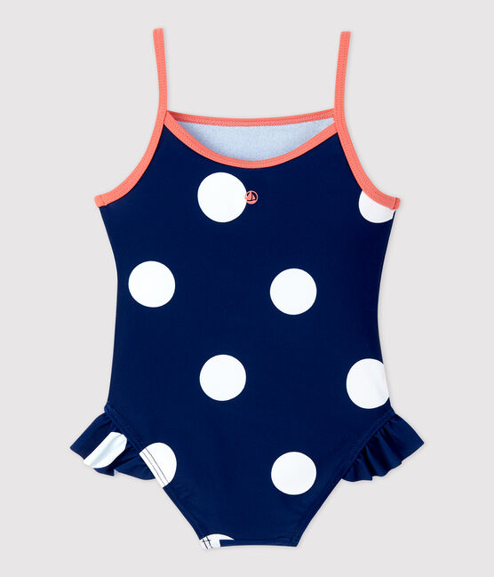 Traje de baño de 1 pieza ecológico de bebé azul MEDIEVAL/blanco MARSHMALLOW
