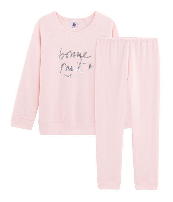 Pijama de rizo picado para niña muy cálido rosa MINOIS