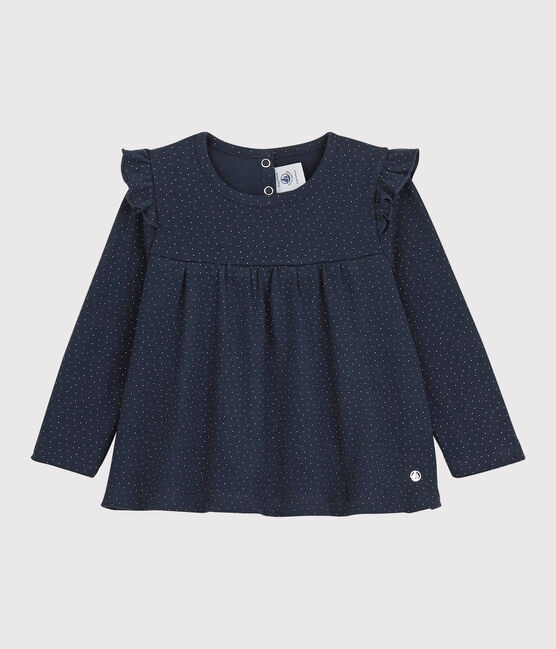 Blusa de algodón de bebé. azul SMOKING/blanco MARSHMALLOW
