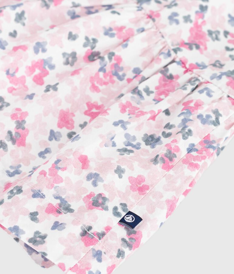 Vestido infantil de algod&oacute;n estampado de manga corta blanco MARSHMALLOW/blanco MULTICO