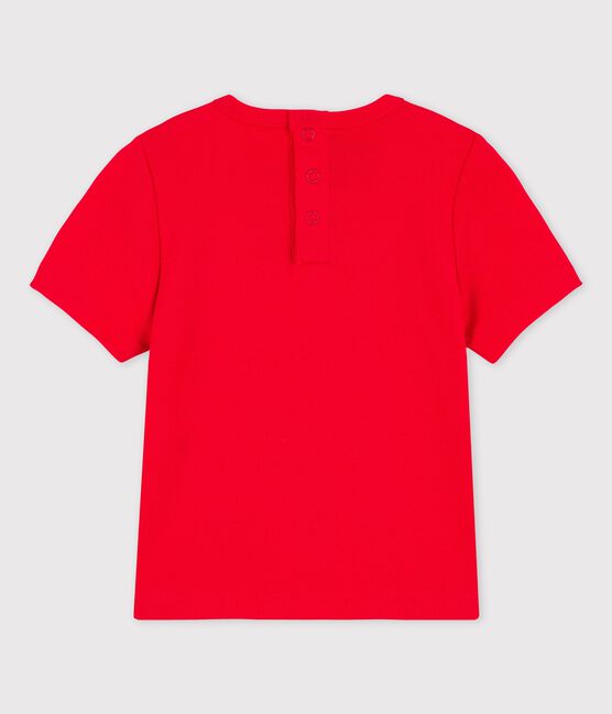 Camiseta de manga corta con motivo de algodón de bebé rojo PEPS