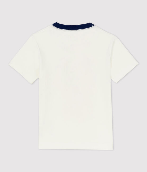 Camiseta de manga corta de algod&oacute;n de ni&ntilde;o blanco