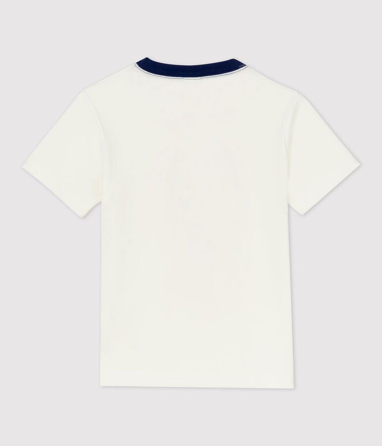 Camiseta de manga corta de algod&oacute;n de ni&ntilde;o blanco