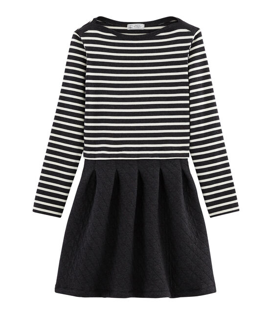 Robe bi-matière manches longues femme negro CITY/beige COQUILLE