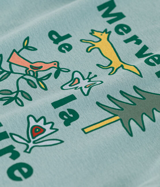 Camiseta de algodón de manga larga de niña verde PAUL