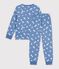 Pijama infantil de mulet&oacute;n con corazones azul/blanco