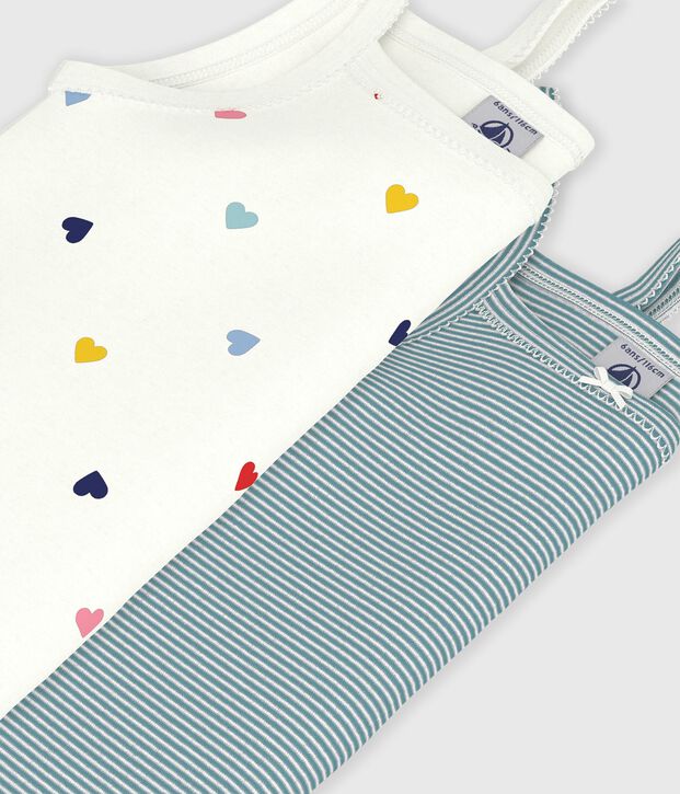 Juego de camisetas de tirantes infantiles de algod&oacute;n con estampado de corazones multicolor