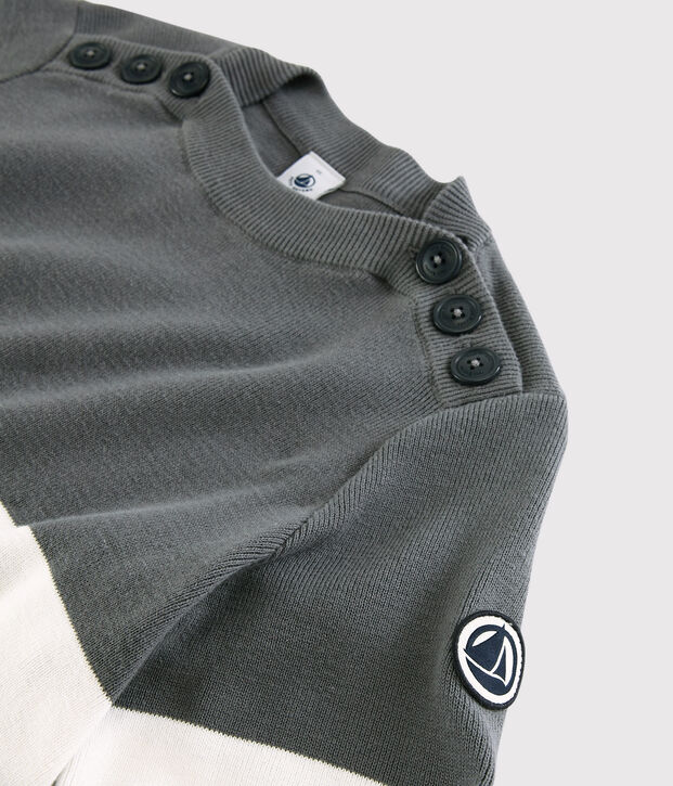 Jersey marinero de algod&oacute;n de mujer gris/blanco