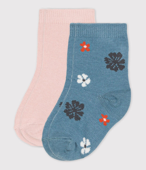 Juego de 2 pares de calcetines para beb&eacute; multicolor