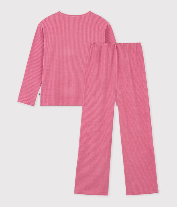 Pijama de terciopelo liso para mujer rosa