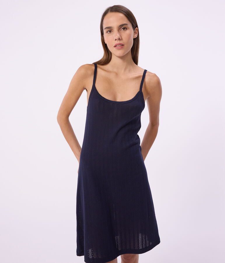 Camis&oacute;n de algod&oacute;n calado para mujer azul SMOKING