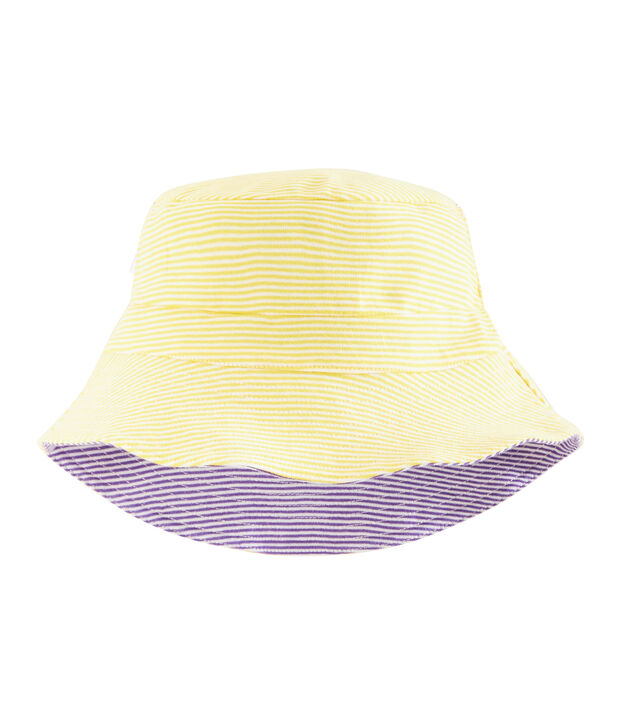 Sombrero bob reversible de canal&eacute; mujer blanco/violeta/amarillo